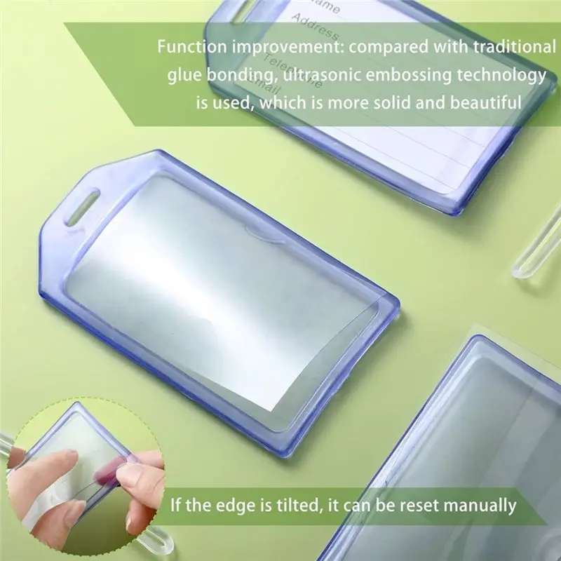 TEXU PVC Heavy Duty Clear Plastic Luggage Tags 40-Pack With Loops Identification ID Cards For Suitcases Includes Card Holder Ins view 3