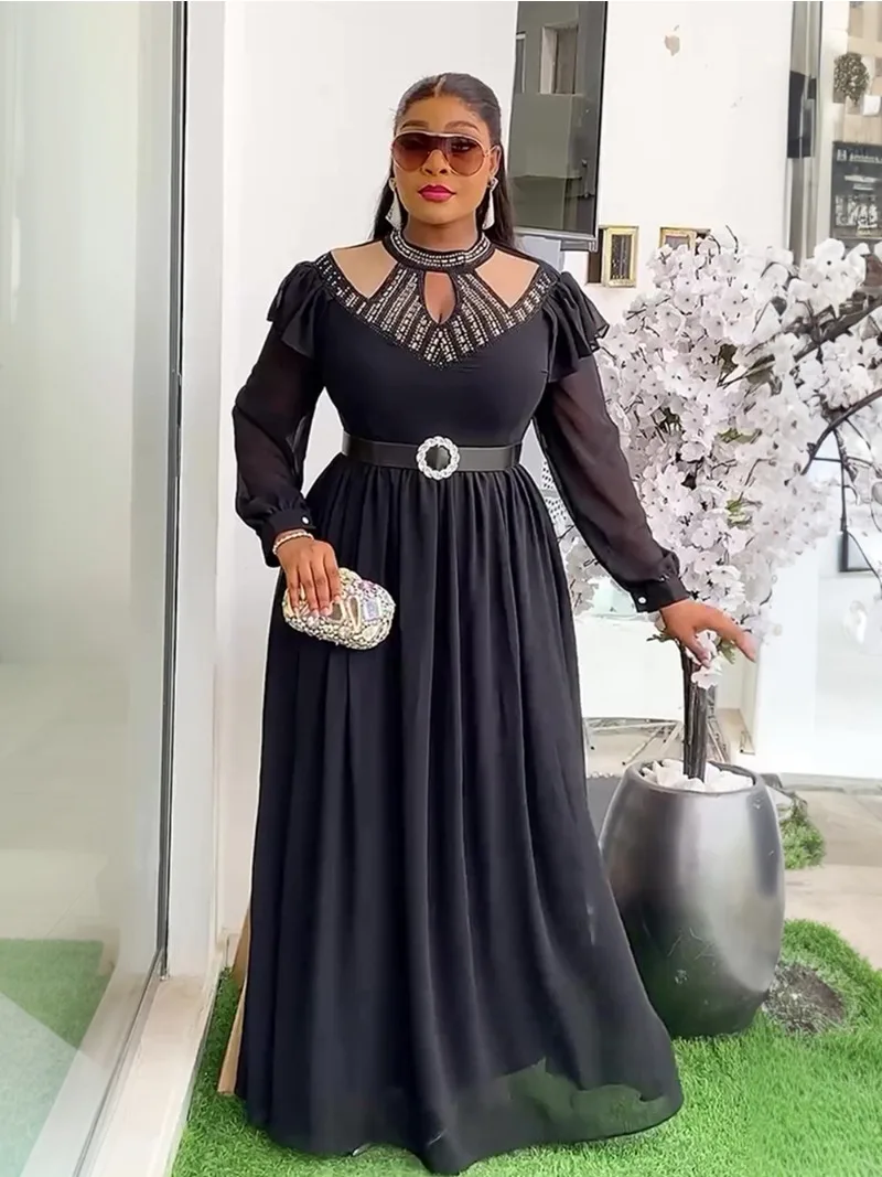 

Elegant Party Dresses 2025 Luxury Chiffon Evening Gown For Women Africa Clothing Wedding Prom Bodycon Long Dress Dashiki Outfits