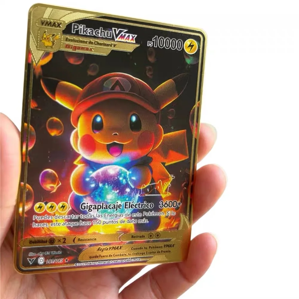 2024New Pokémon Cards Metal Pokemon Letters English Pokemon Iron Cards Mewtwo Pikachu Gx Charizard Vmax Cartas Pokémon Vmax EX