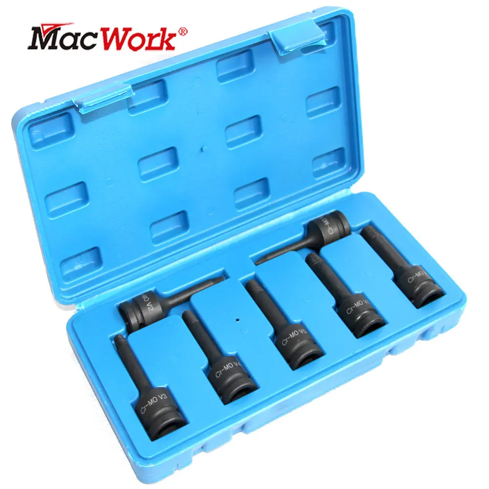 

7Pcs 1/2 Inch Drive Impact V-type CR-MO Bit Socket Set For Torque Ratchet Spanner V1-V7 Stud Remover