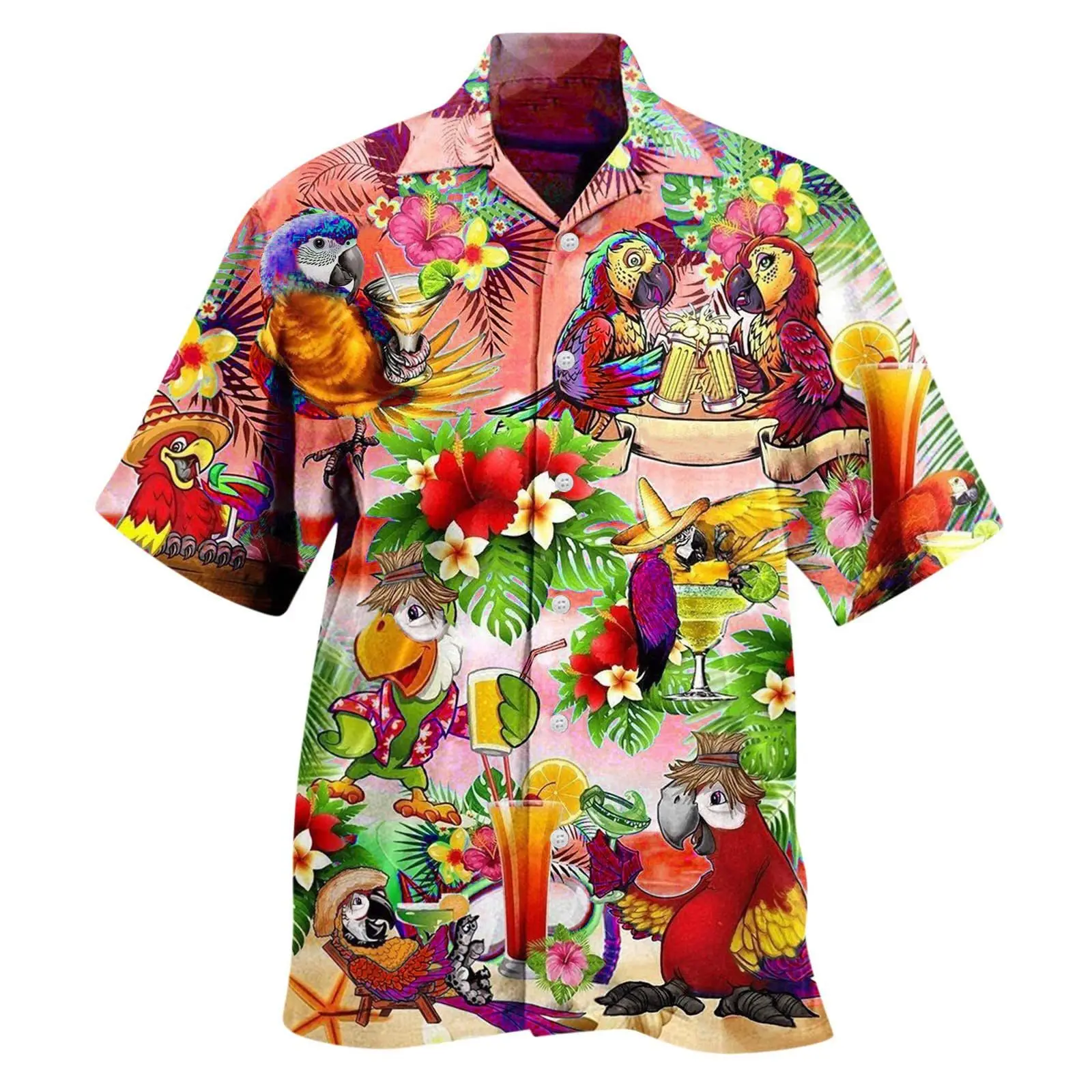 New Men's Plus Size 3D Digital Printed Hawaiian Shirt