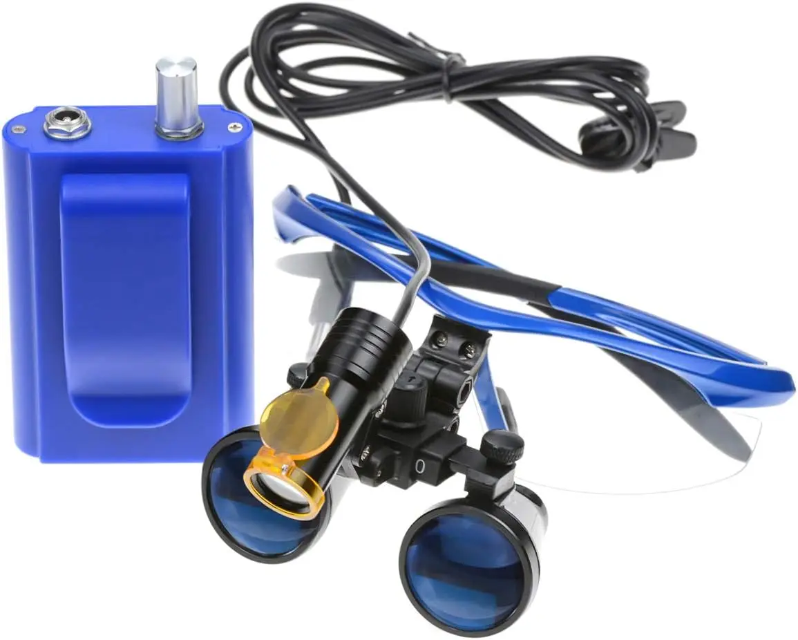 High Power 2.5X 3.5X Loupes Magnifier with 5W LED Headlight Plug in Clip Filter Light and Aluminum Protection Box view 3