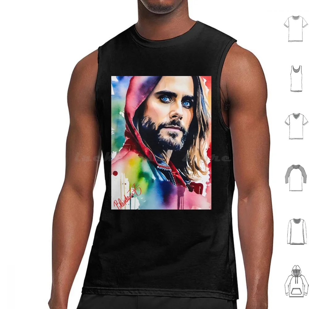 Jared Leto Watercolor Tank Tops Vest Sleeveless Jared Leto Thirty Seconds To Celebrity Musician Watercolor