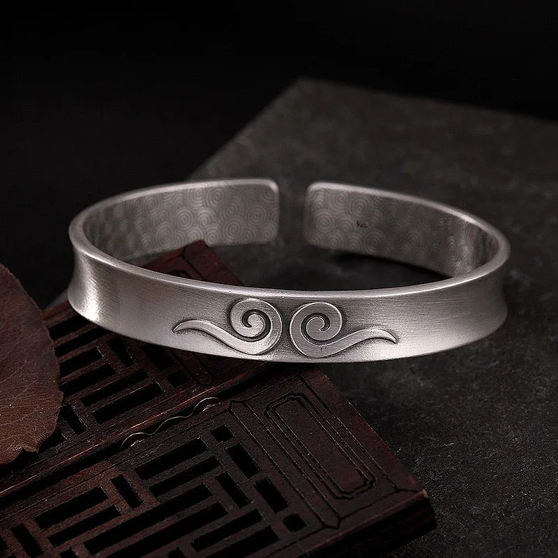 925 Sterling Silver Bracelets for Women Men String Accessories Retro Cloud Patern Pendant Party Jewelry Gift