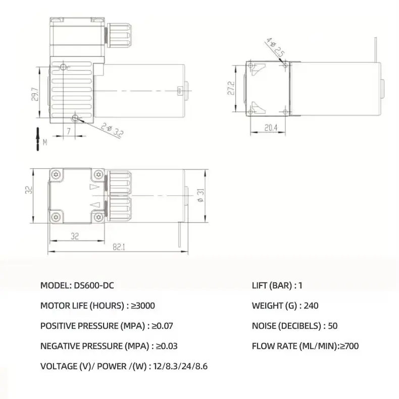 

2026 Liquid Diaphragm Pump Ds600 dcb-b Miniature Diaphragm Pump 12v/24v Laboratory Analysis Dosing Pump