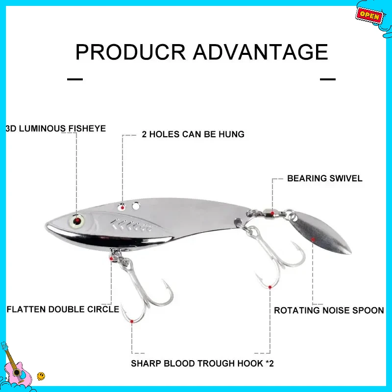 Señuelo VIB de fundición larga de agua dulce y salada, cebo VIB de Metal de aleación de Zinc, 5g-30g