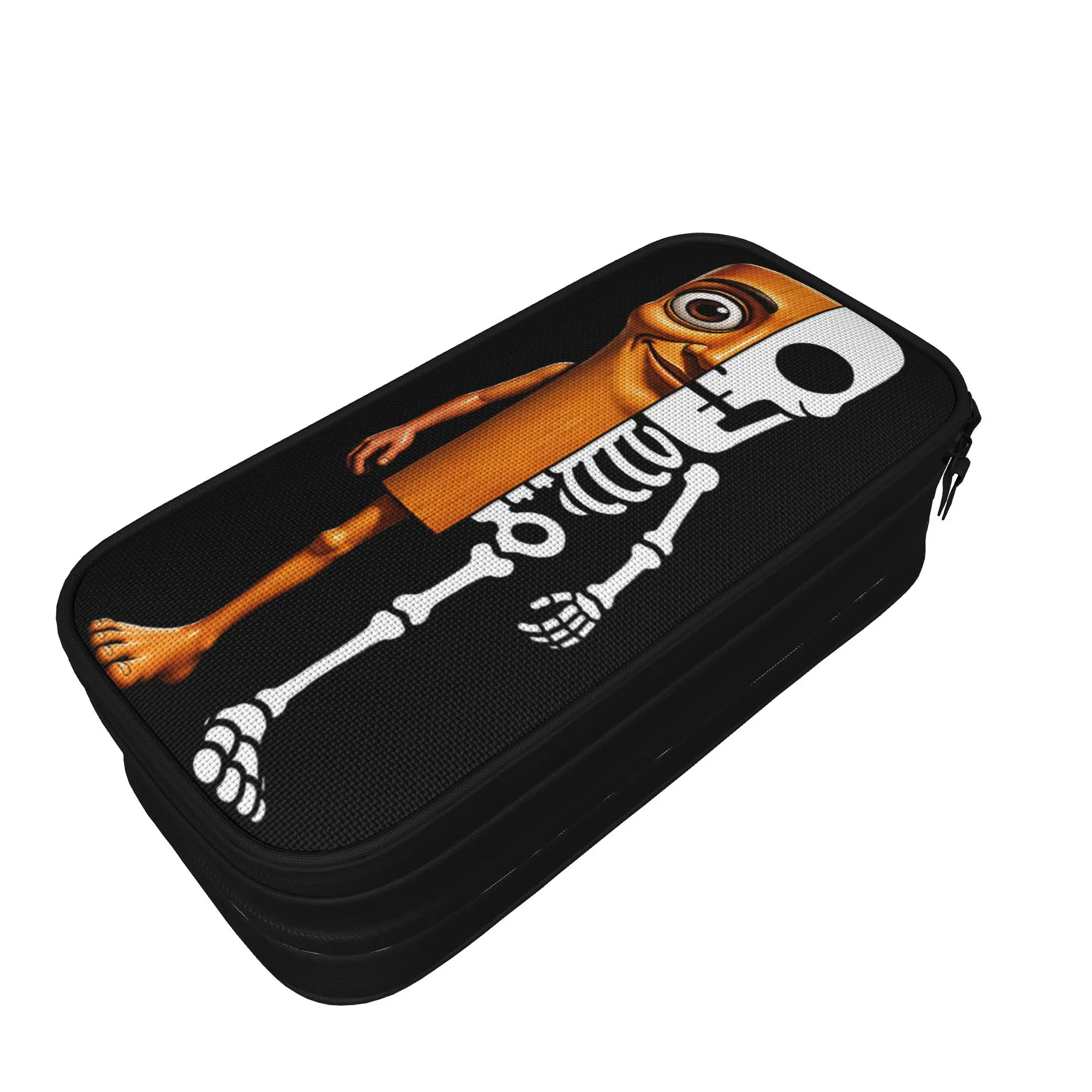 Half Tung Tung Sahur Half Skeleton Funny Halloween Spooky Pencil Case  Pencil Pouch Students Large Back To School Pencil Case