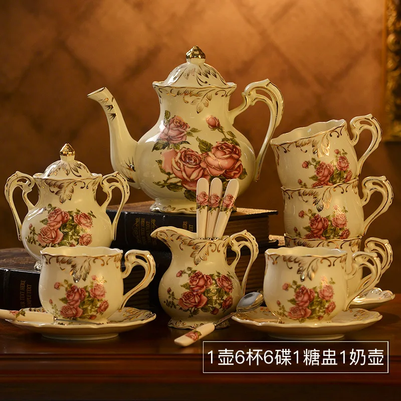 601 European Household Ceramic Handicraft tea cup set luxury bone china tea cup set Creative Coffee Set