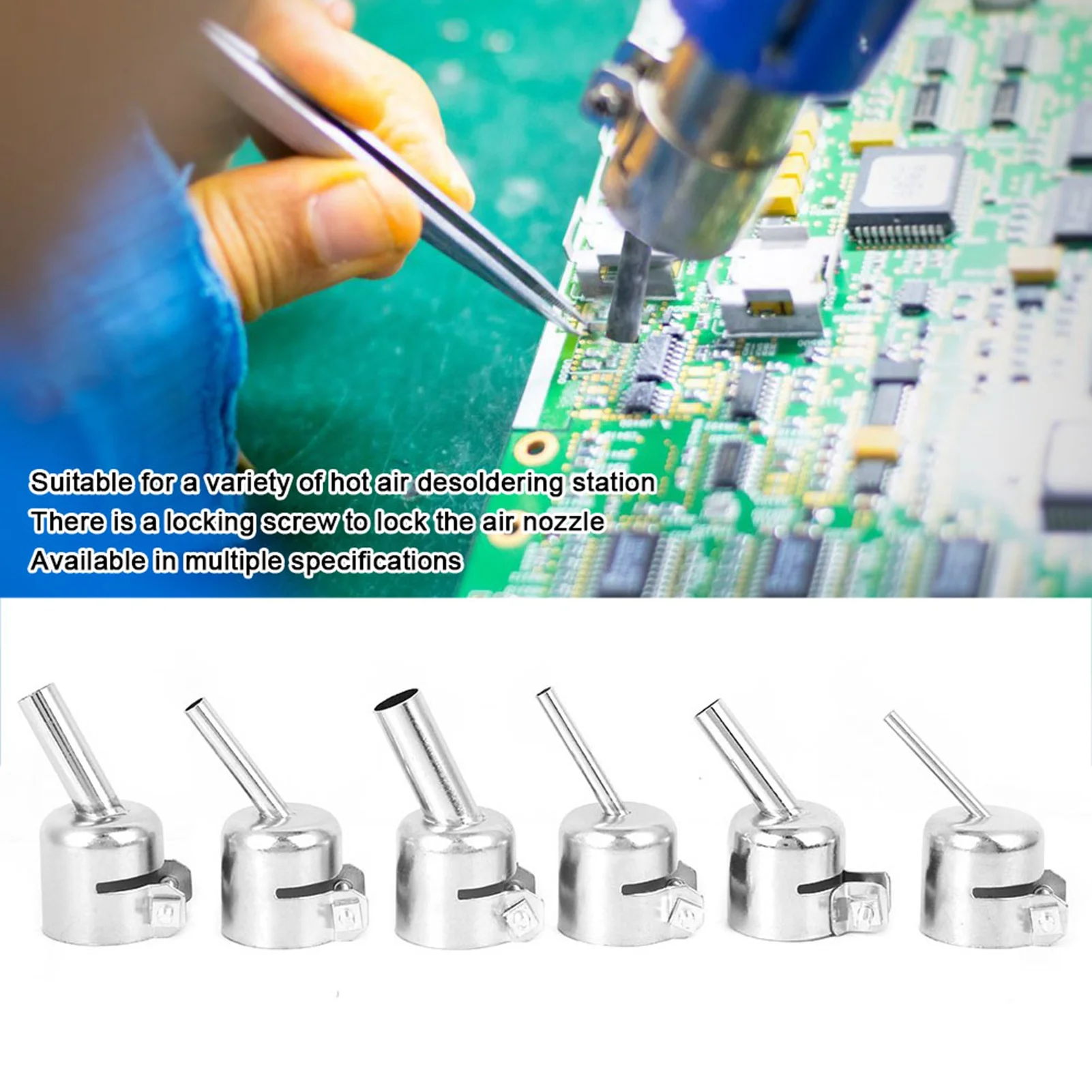 6Pcs Aluminum alloy Oblique Nozzle 850 for Hot Air Gun Soldering Desoldering Station Accessories