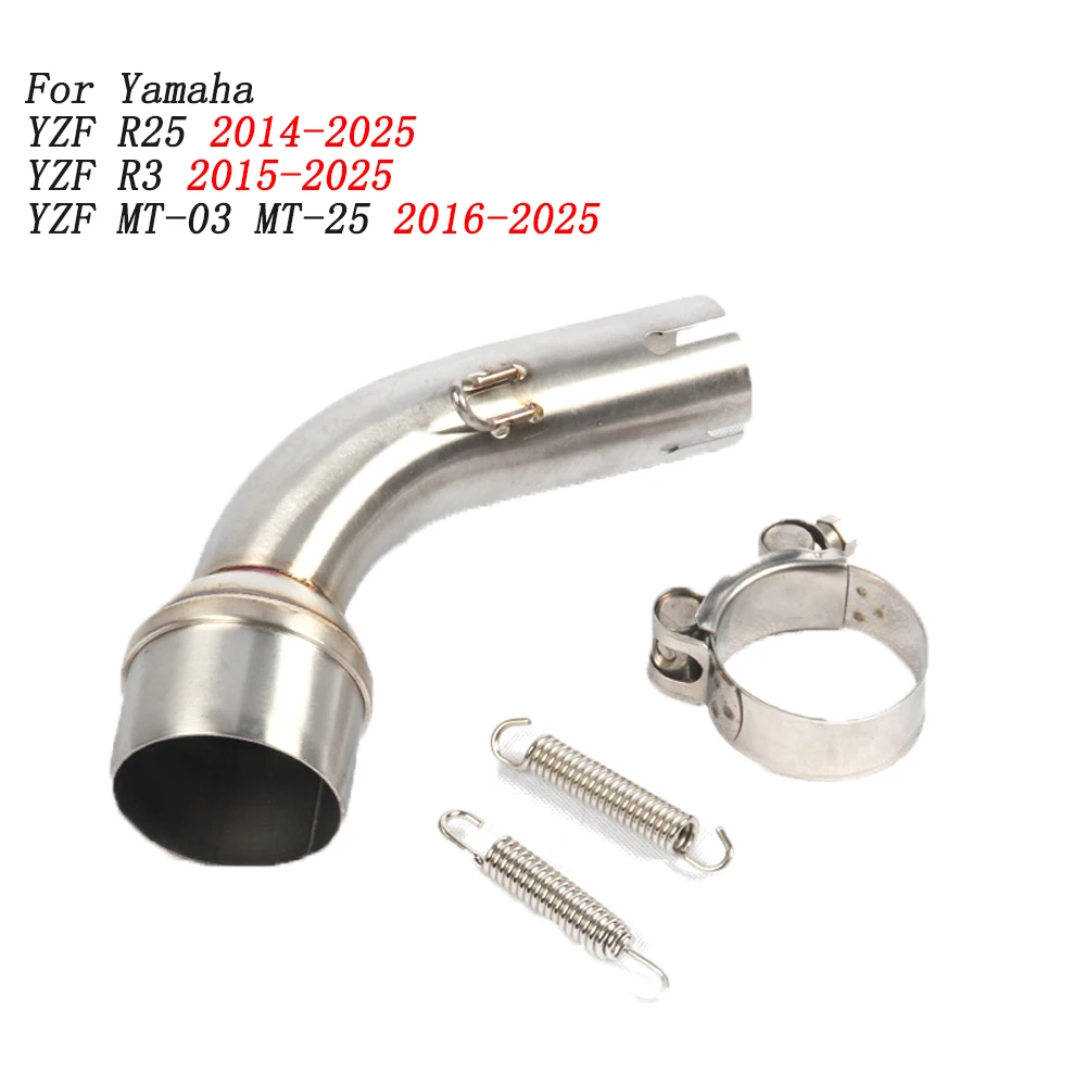 Motorcycle Escape Moto Exhaust Stainless Steel Middle Link Pipe For Yamaha YZF R25 2014-2025 R3 2015-2025 MT-03 MT-05 2016-2025