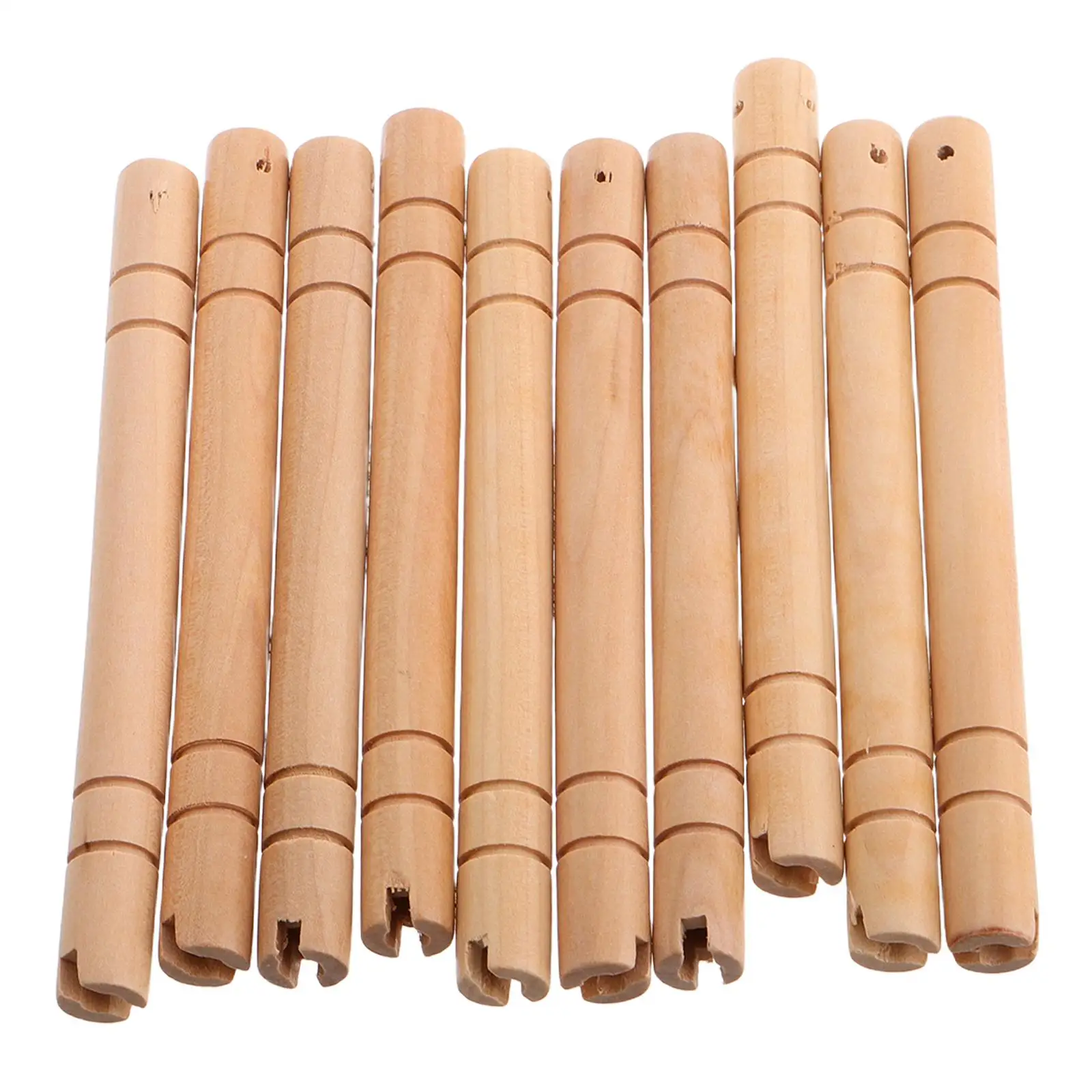 

10 Pcs Dance Fan Round Handle for Crafting Double Sided Handles Holiday Beige Wood Holders Child