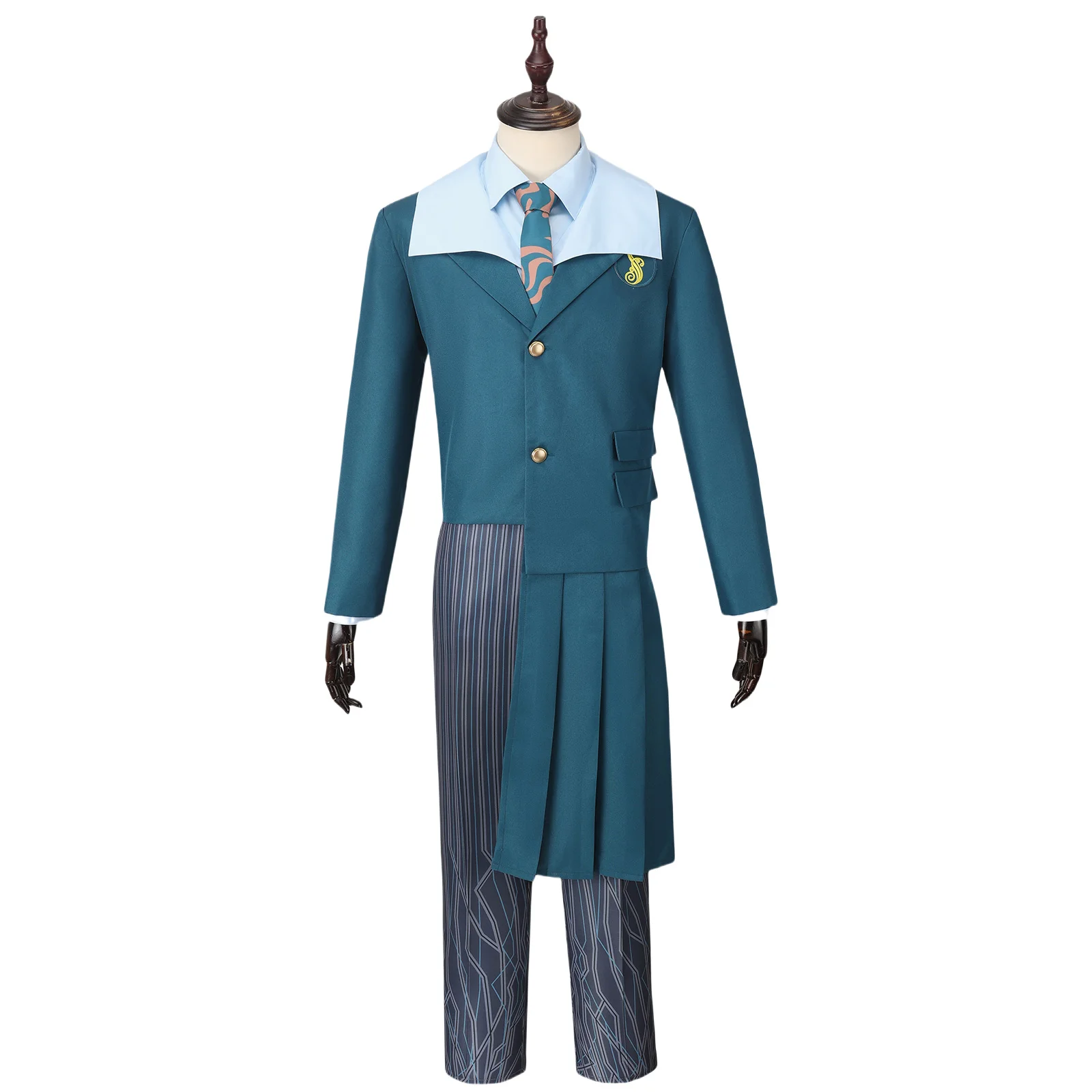 

Movie Fiyero Boq Cosplay Costume Boys Green School Uniform Suit Irregular Jacket Striped Pants Witch Halloween Carnival