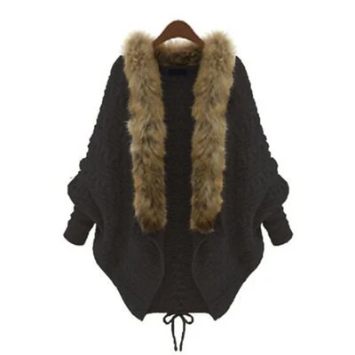 

Women's Knitted Cardigan Sweater Fur Collar Knitwear Outerwear Street Sle Regular Length Polyester Spring 2024