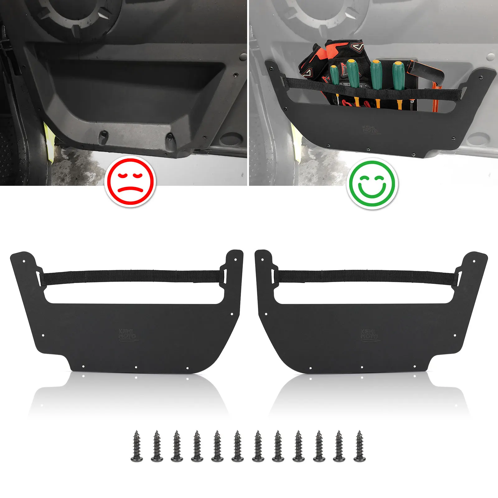 KEMIMOTO Interior Seat Door Pockets Storage Compatible With Wolverine RMAX4 RMAX2 1000 RMAX4 1000 2021 2022 2023 Accessories