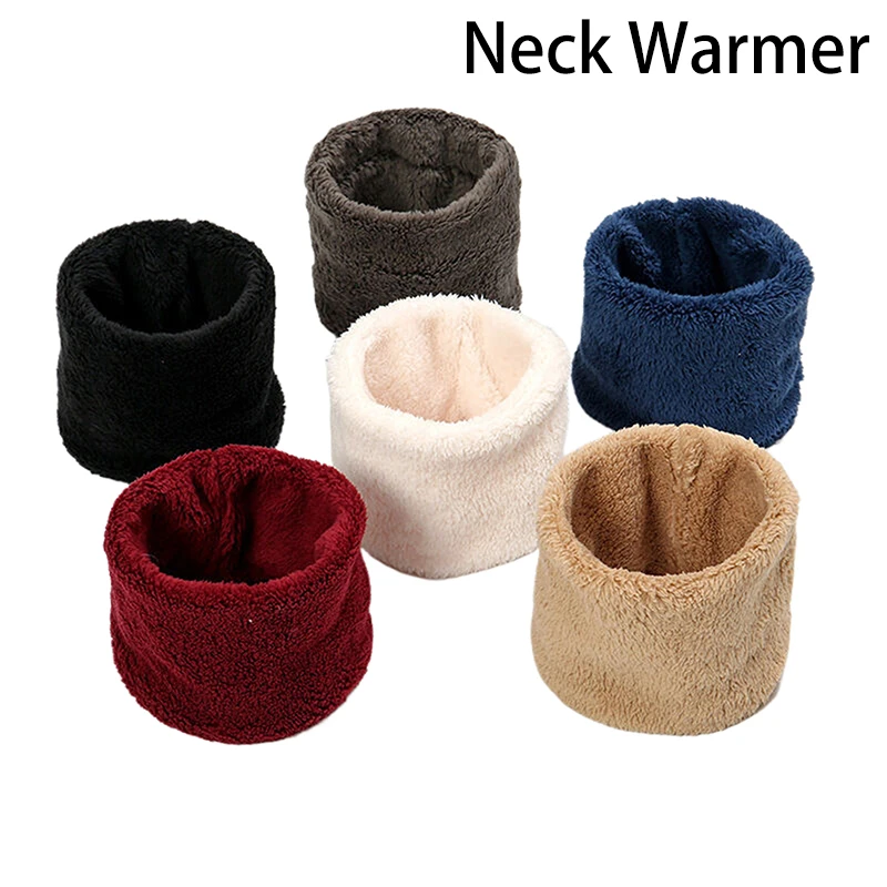 1PC Faux Fur Plush Scarf Solid Color Soft Neck Gaiter Cute Coldproof Neck Warmer Ski Mask For Women Girls Winter Outdoor