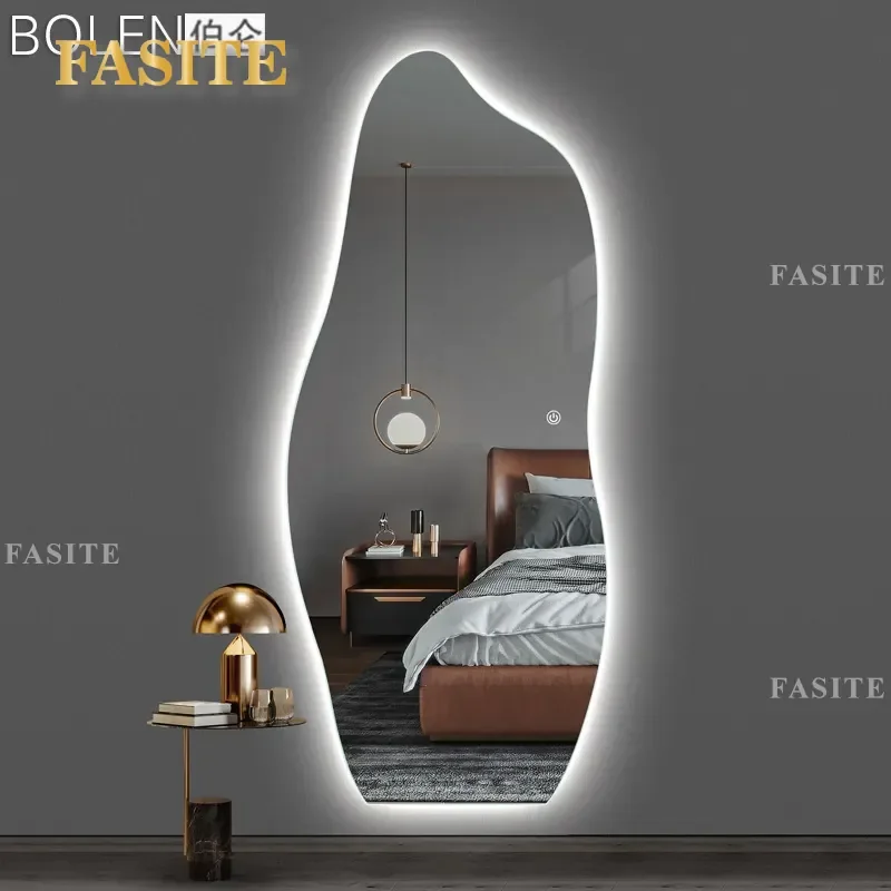 For Irregular Smart LED Dressing Mirror Light Luxury Full Body Wall Mounted Home Decor Ins Style Modern Design