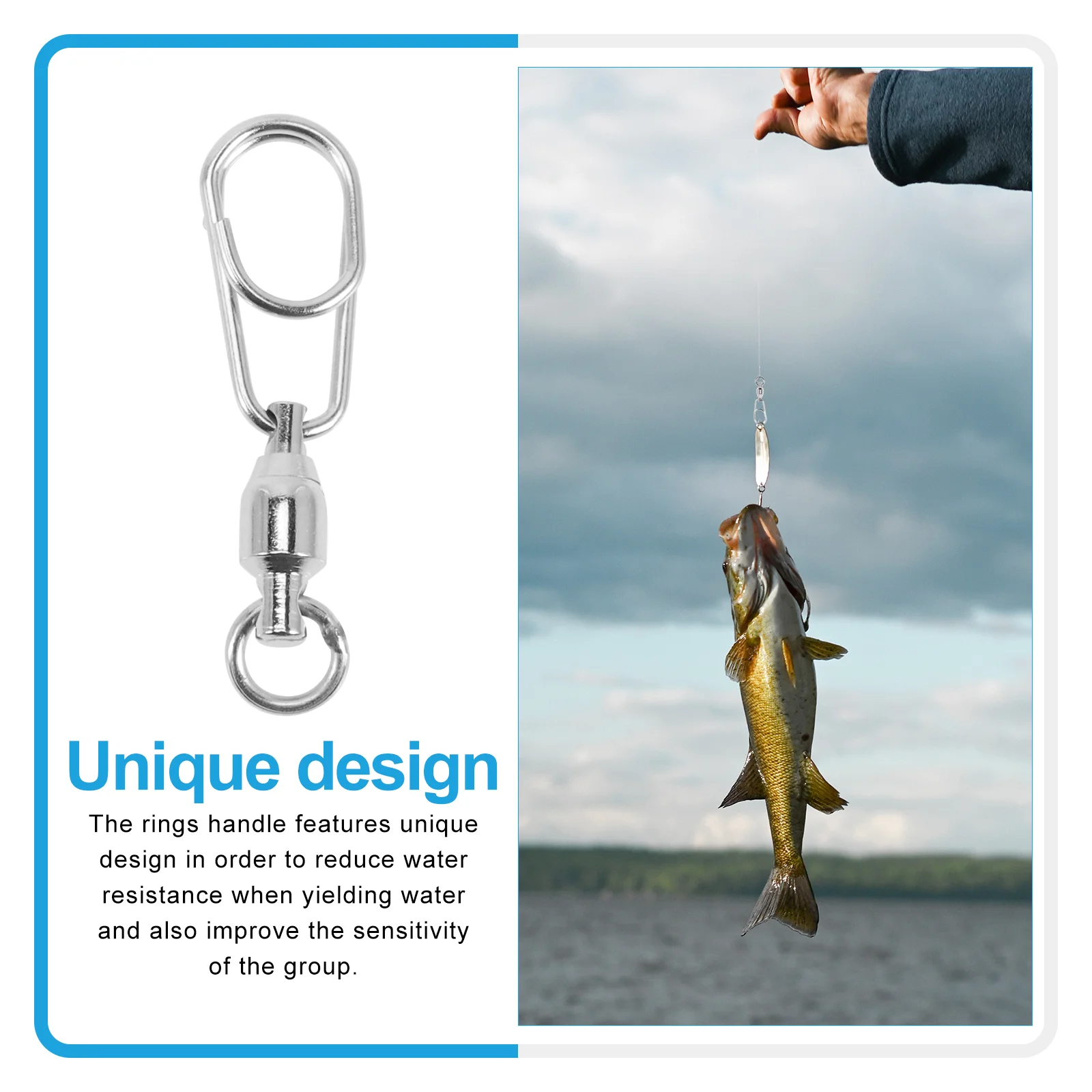 30 Pcs Eight Figure Ring Connector Portable Lock Swivel Sturdy Fishing Wired Twine Bait Swivels Ball Bearing Stainless Steel