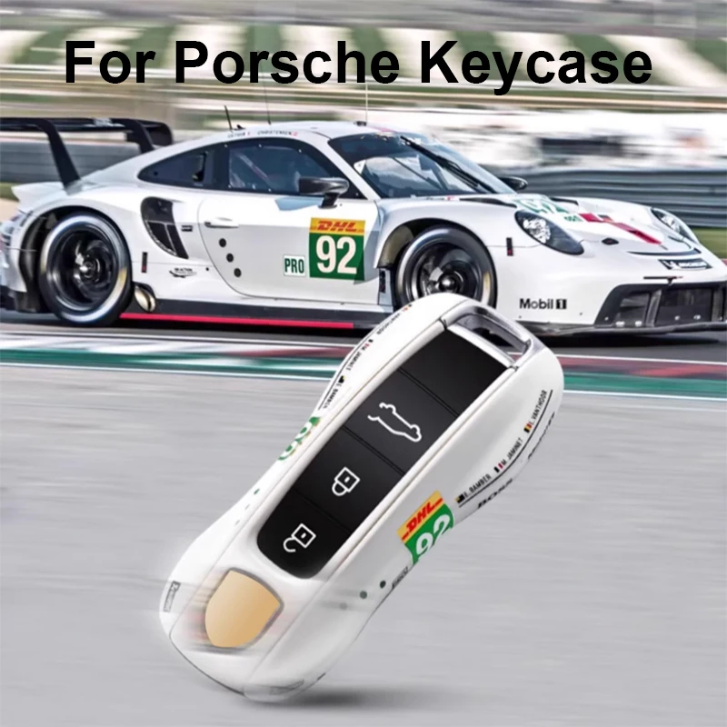 

For Porsche Panamera Cayenne Macan 718 Cayman Boxster 911 Taycan Car 92 Track Key Case Protective Shell Remote Control Fob Cover