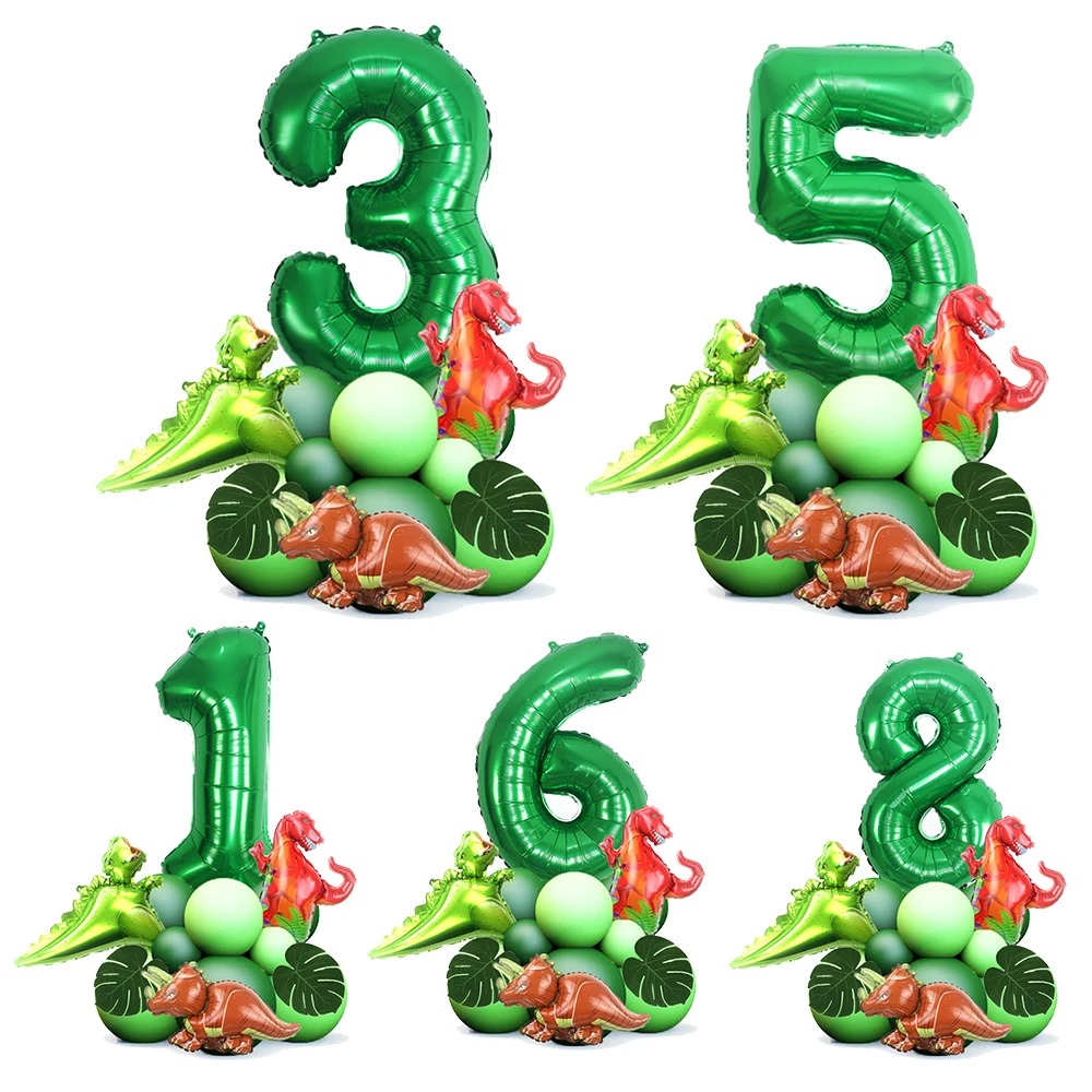 Dinosaur digital balloon 1~9 number Balloon Set Dinosaur Balloon Kids boys Jungle Safari Dinosaur Birthday Party Decor supplies