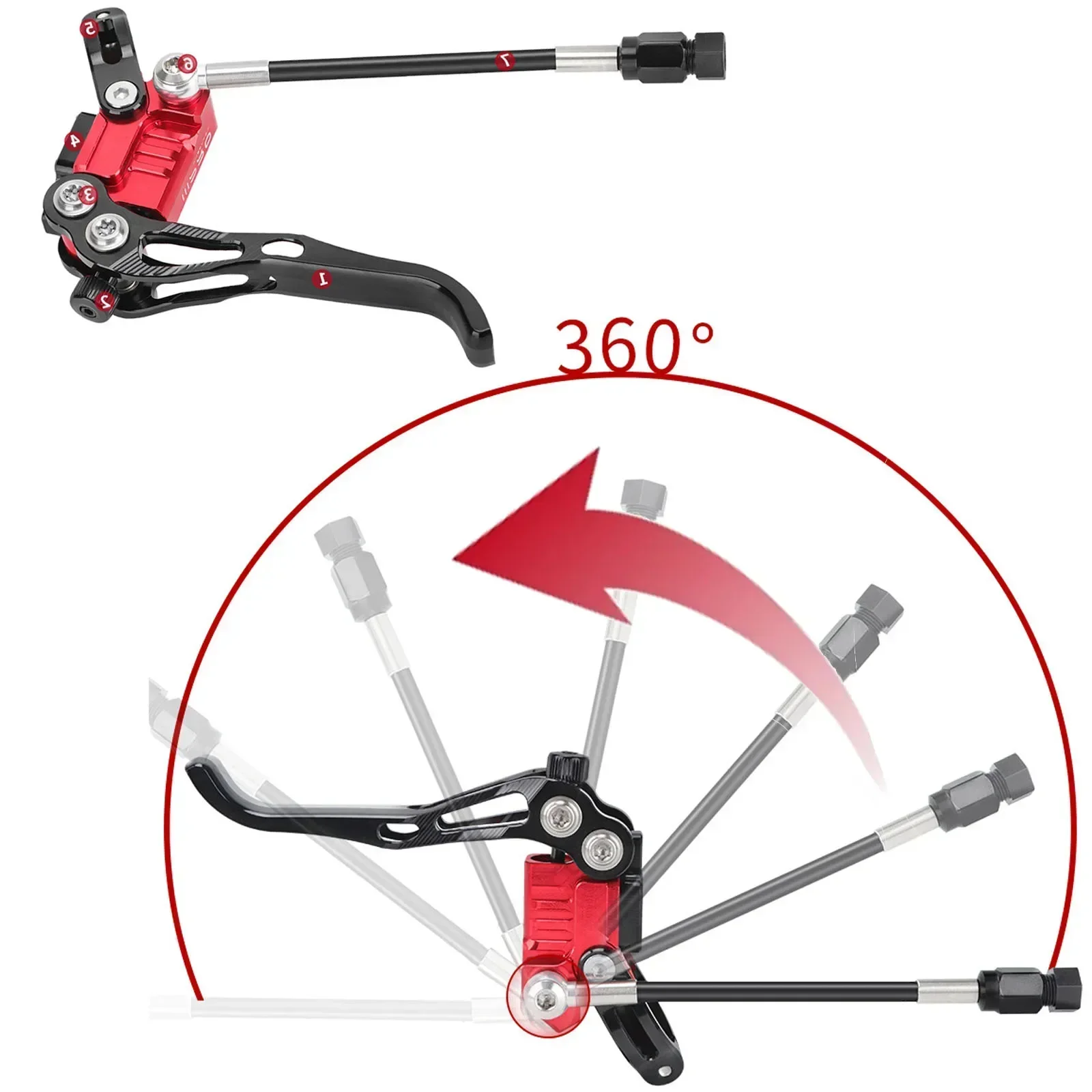 4-piston Disc Hydraulic Brake 800/1550mm Mineral Oil Disc Brake Caliper for Full Internal Cable routing Mountain Bike