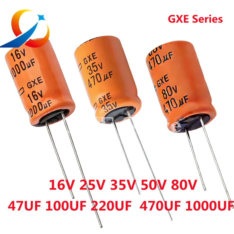 10PCS GXE 16V 25V 35V 50V 80V 100V 10UF 22UF 47UF 100UF 220UF 470UF 1000UF NCC Electrolytic Capacitor 125 Degrees NEW