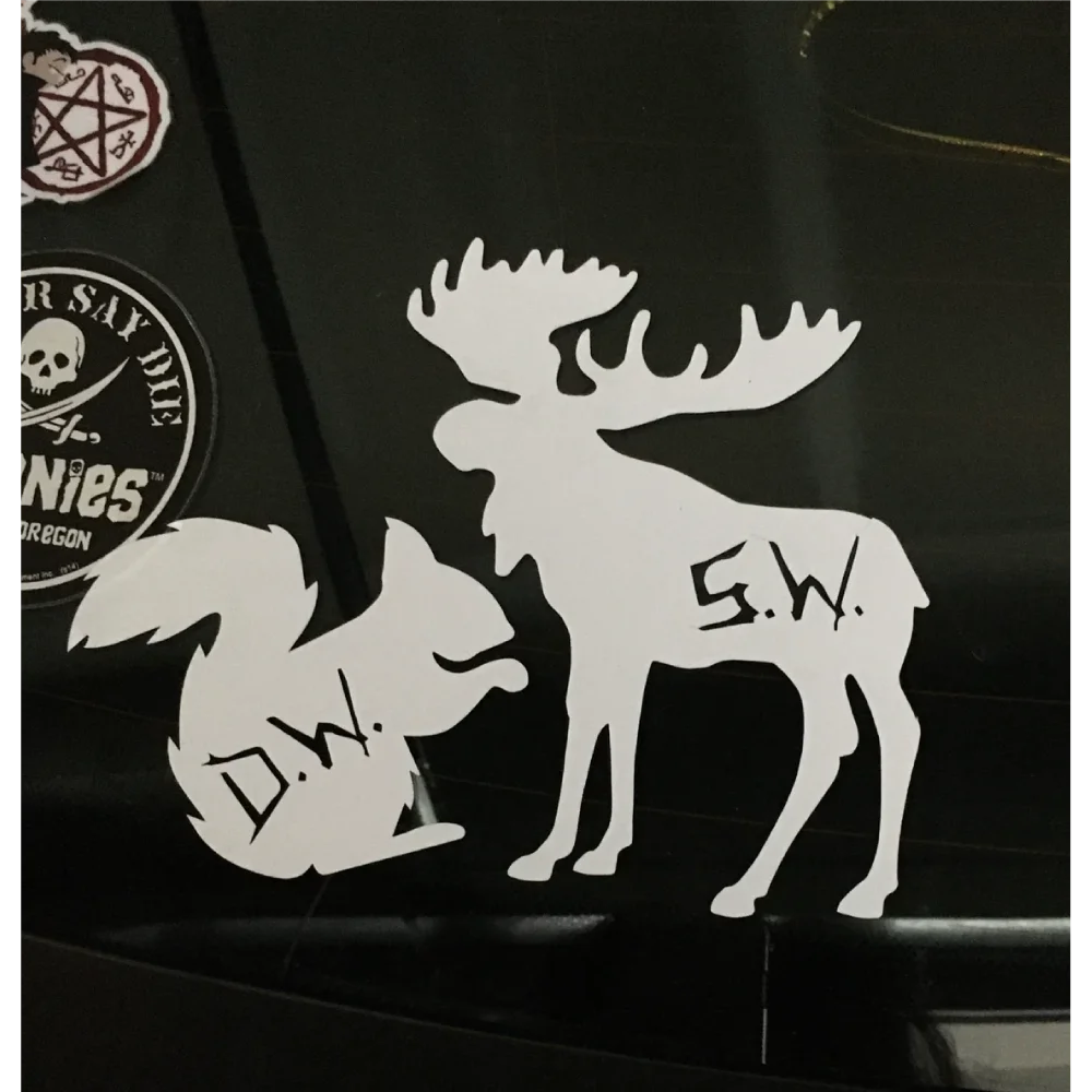 

Sam and Dean Moose and Squirrel Vinyl Stickers Supernatural Design Car Decals Waterproof Colorfast Decor Accessories