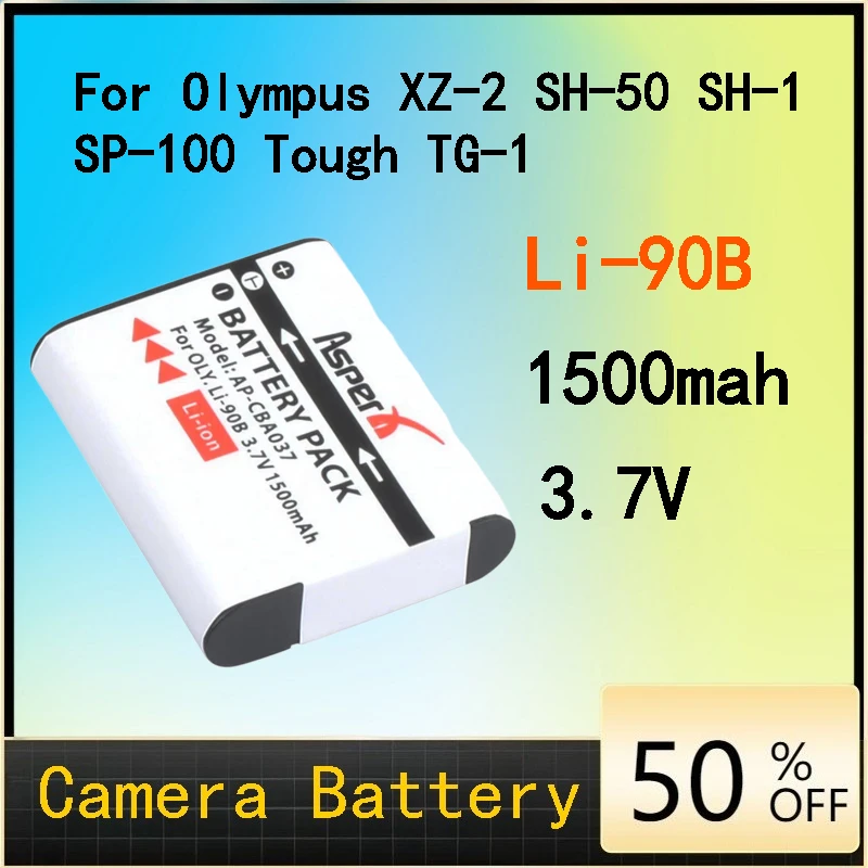 

2 Pcs 1500mah 3.7V Li-90B Li-92B Battery for Olympus XZ-2 SH-50 SH-1 SP-100 Tough TG-1