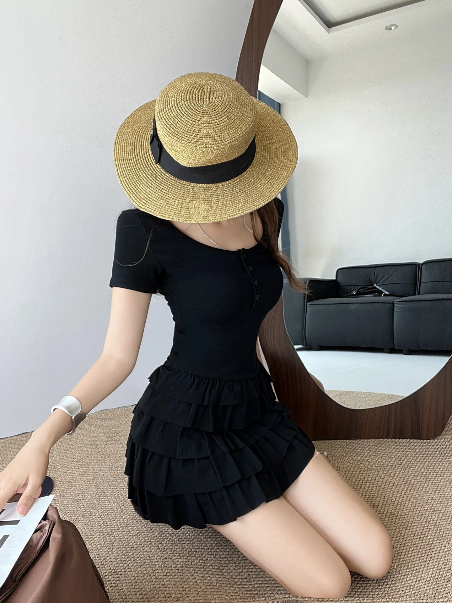 Ele ort Sve Square Ne Dr Gonna torta snellente a vita alta Sle Summer Commute Faion per giovani donne