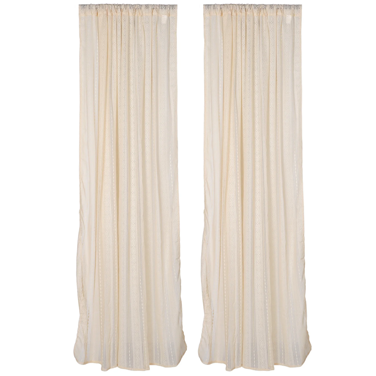 

2pcs Linen Look Sheer Curtains Lightweight Polyester Boho Farmhouse Window Drapes For Living Room Bedroom Kitchen Bathroom
