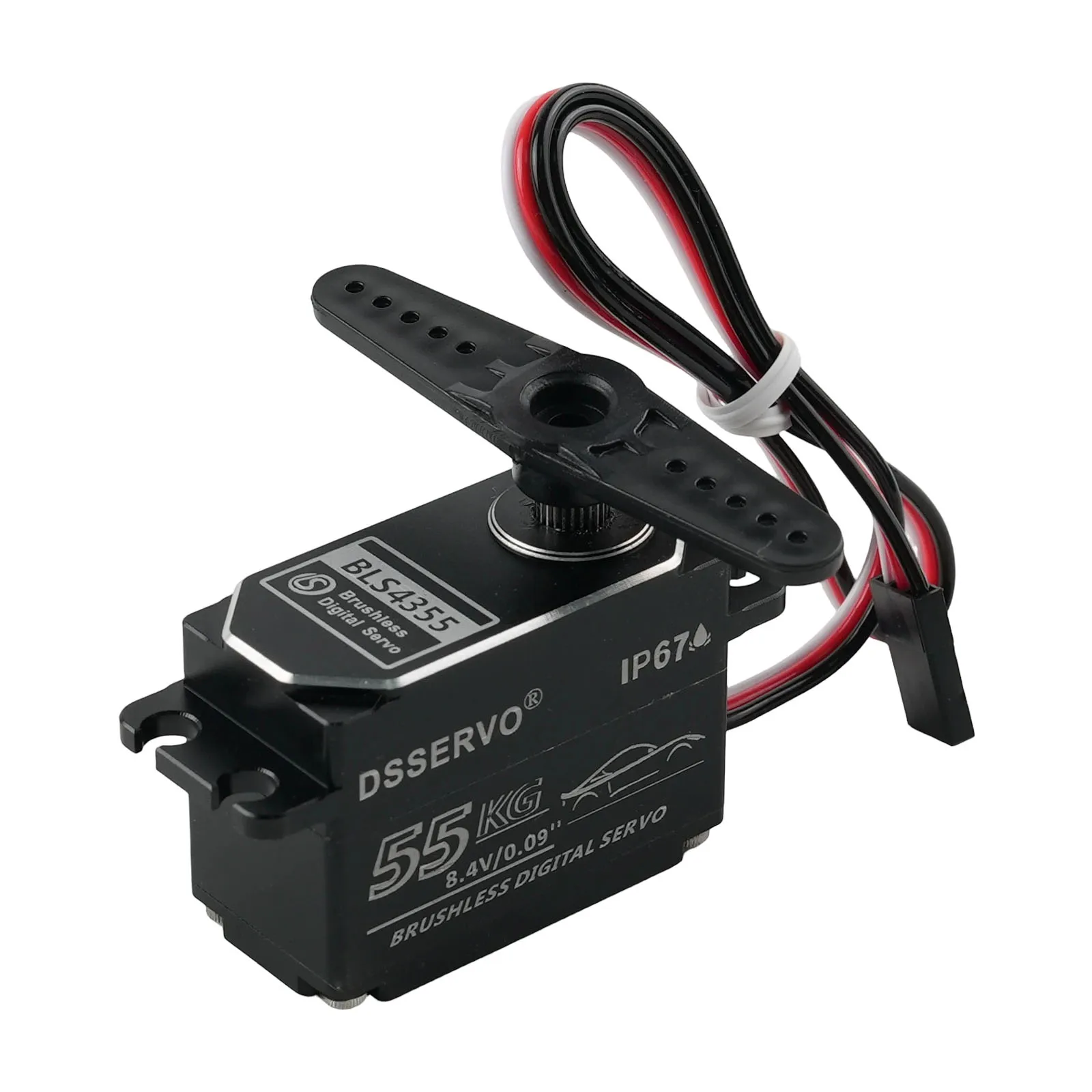 Moteur sans balais servo numérique tout en métal BLS4355 55KG à corps court 180 ° /270 °   Pièces de servos à commande d'angle pour modèle de robot/voiture RC