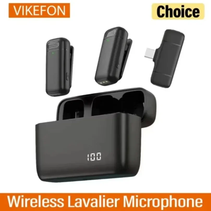 Wireless Lavalier Microphone Mini Portable Noise Reduction Audio Video Recording Microphone For iPhone Android With Charging Box