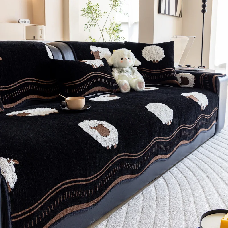 Sofa Slipcover Pet Dog Friendly Sofa Cover Fuzzy Non Slip Slipcover Breathable for Bedroom Office Living Room Home Decor