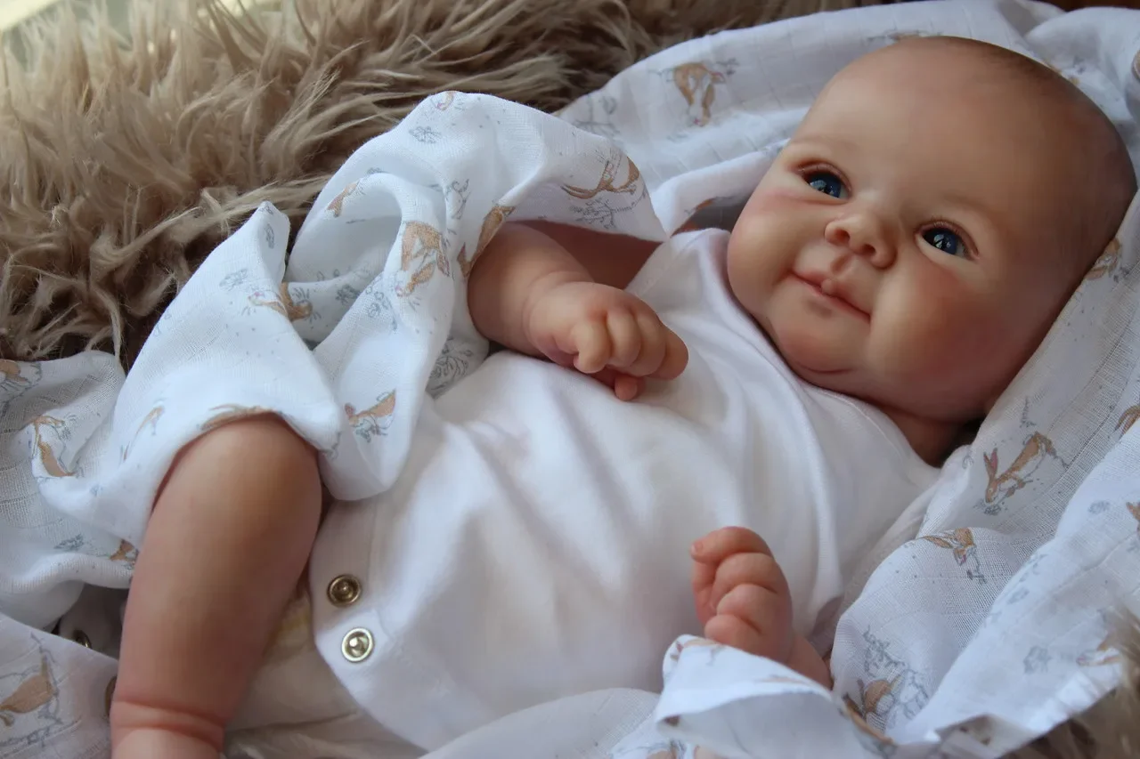 49CM Reborn Baby Dolls Sweet Face Lifelike Real Touch Reborn Juliette 3D Skin Multiple Layers with Hand-Painted Hair Bebe Doll