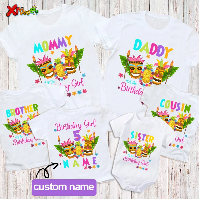 Luau Birthday Shirt Hawaiian Shirt Party Matching Shirt Personalized Name Family Look Pineapple 1st 10st Birthday Party Outfits