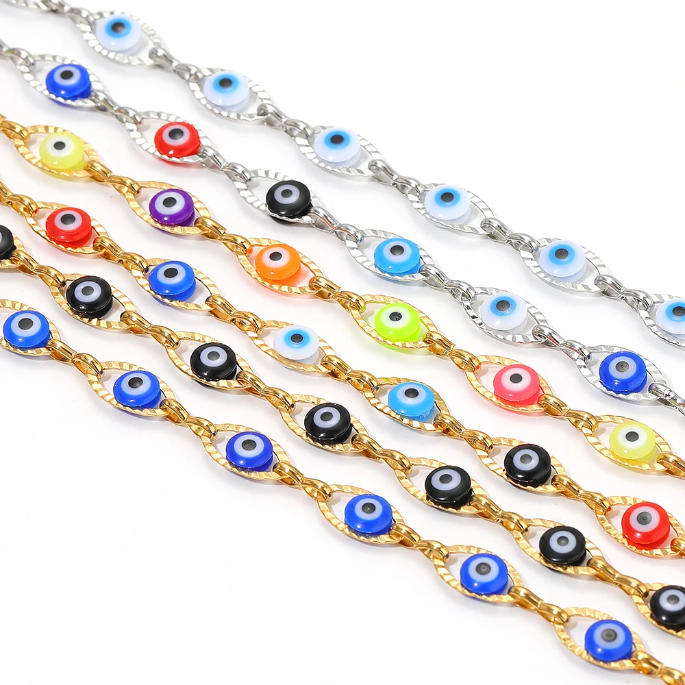

10Meters Handmade Luxury 6mm Wide Plastic Eye Chains 304 Stainless Steel Chains Necklace Necklace Bracelet Jewelry Accessories
