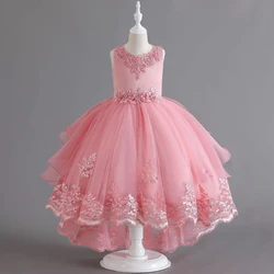 Formal Flower Bridesmaid Princess Dress For Girls Children Costumes Trailing Party Dresses Girls Dress Beaded Wedding Gown 3-10Y