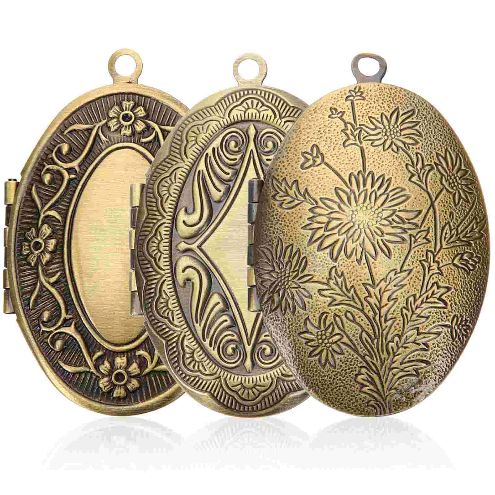 3 Pcs Photo Frame Pendant Wedding Bouquet Locket for Necklaces Decorate DIY Jewelry Lockets Women That Hold Pictures Metal