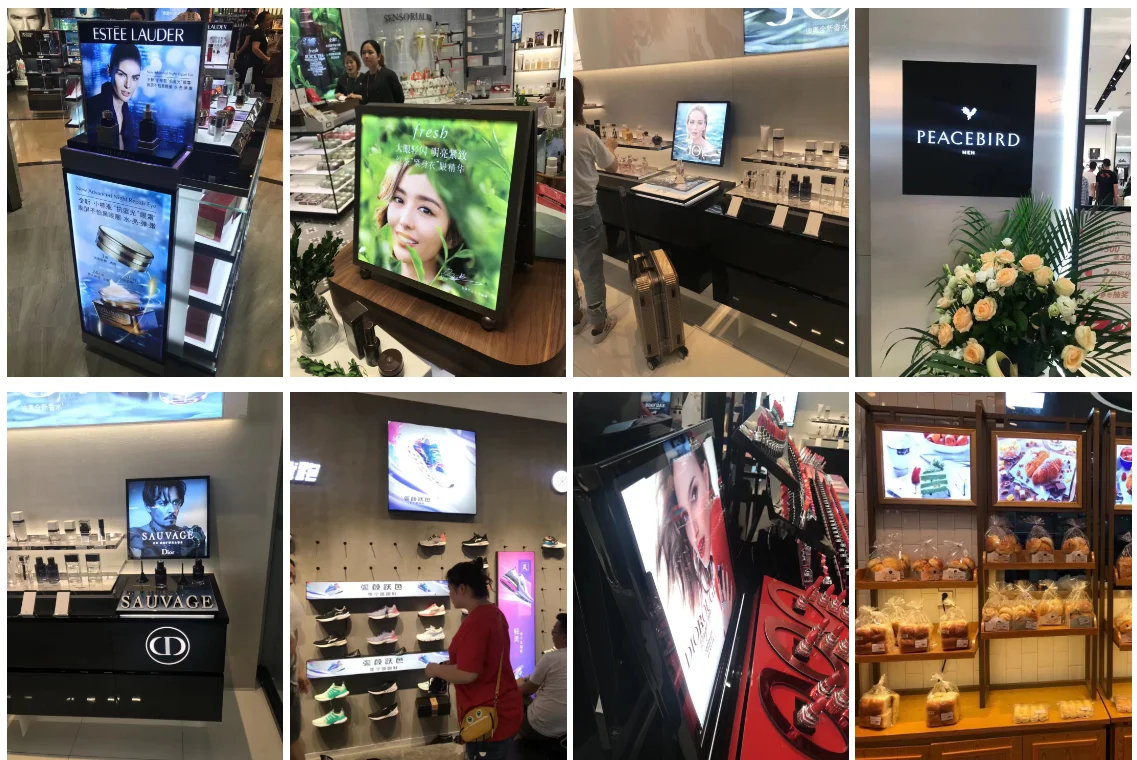 Monitor pubblicitario con display Android quadrato ad alta definizione 1920x1920 da 26,5 pollici montato a parete per segnaletica digitale e display