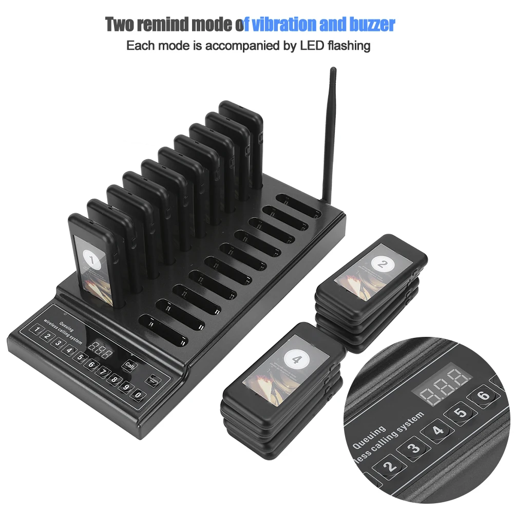 Wireless Restaurant Pager System SU-68Z 999-Channel Chargeable Queuing Guest Paging Hotel Cafe Calling Device