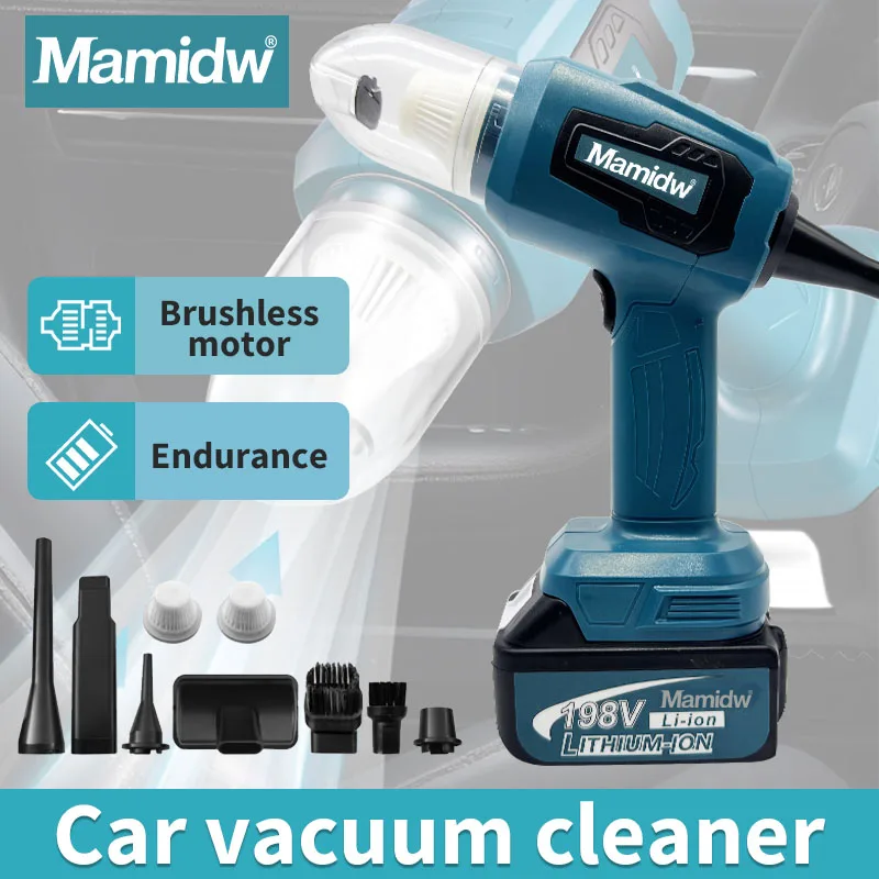 

Mamidw 120W Electric Mini Brushed Cordless Vacuum 6000rpm Multifunction for Home DIY For Makita 18v Battery PIN