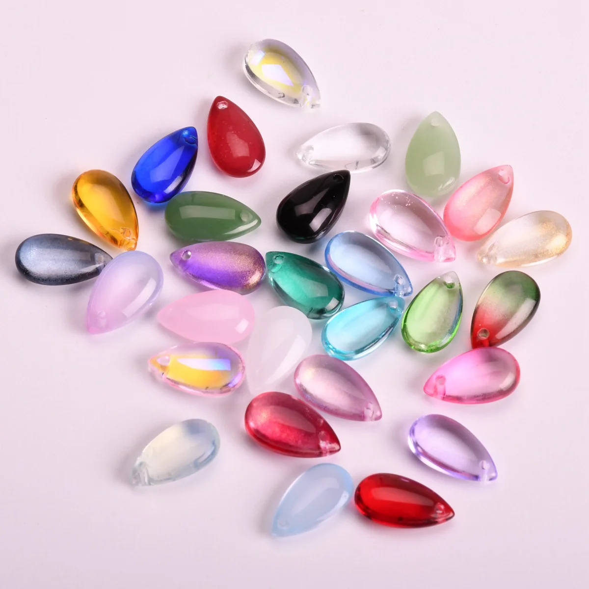 10pcs Teardrop Shape 14x8mm Top Drilled Crystal Glass Loose Pendants Beads For DIY Earring Jewelry Making