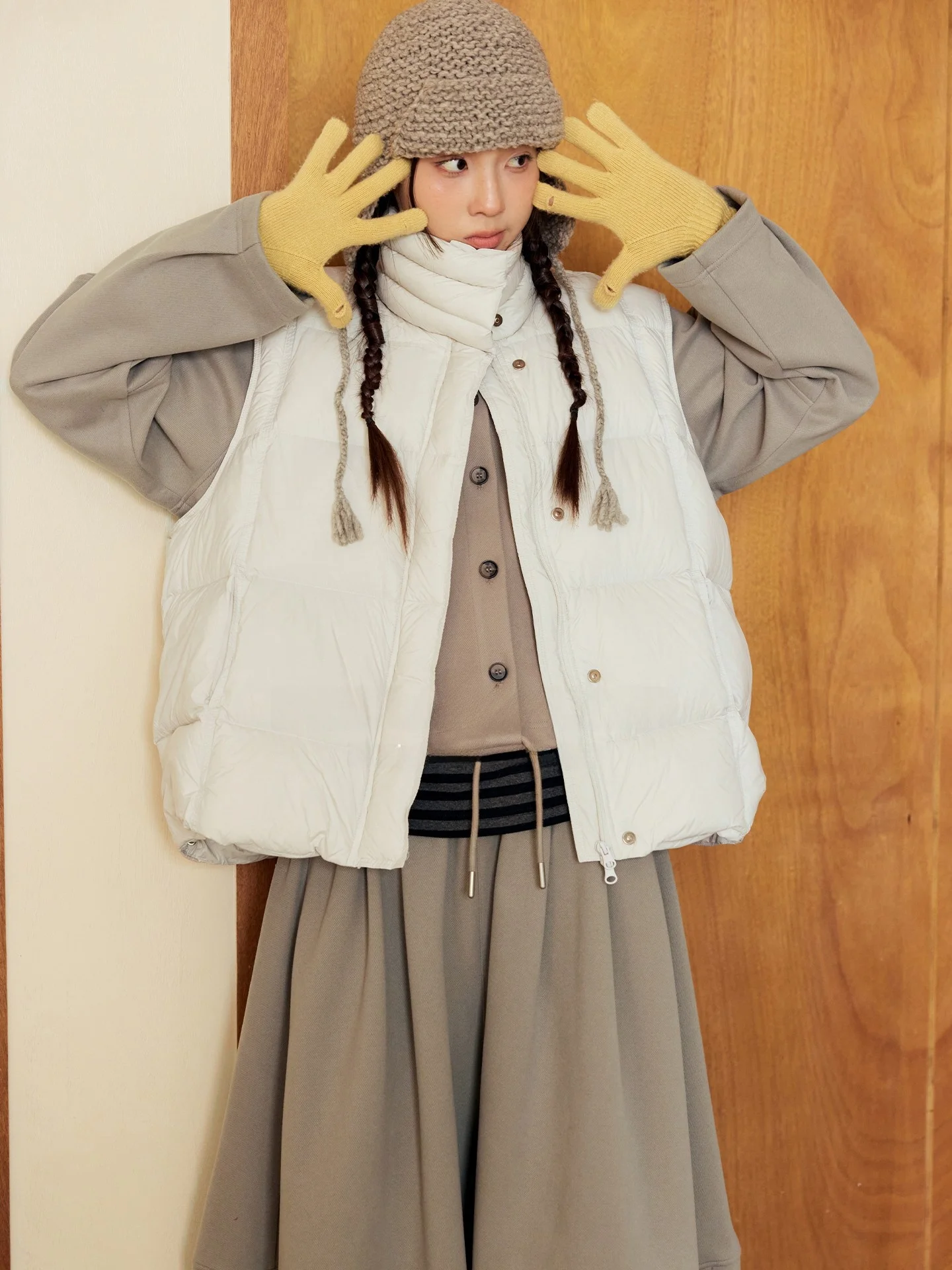 

Жилет женский Warm Cube High Fill 90 с наполнителем из белого пуха, воротник-стойка, на молнии, повседневный, из нейлоновой ткани