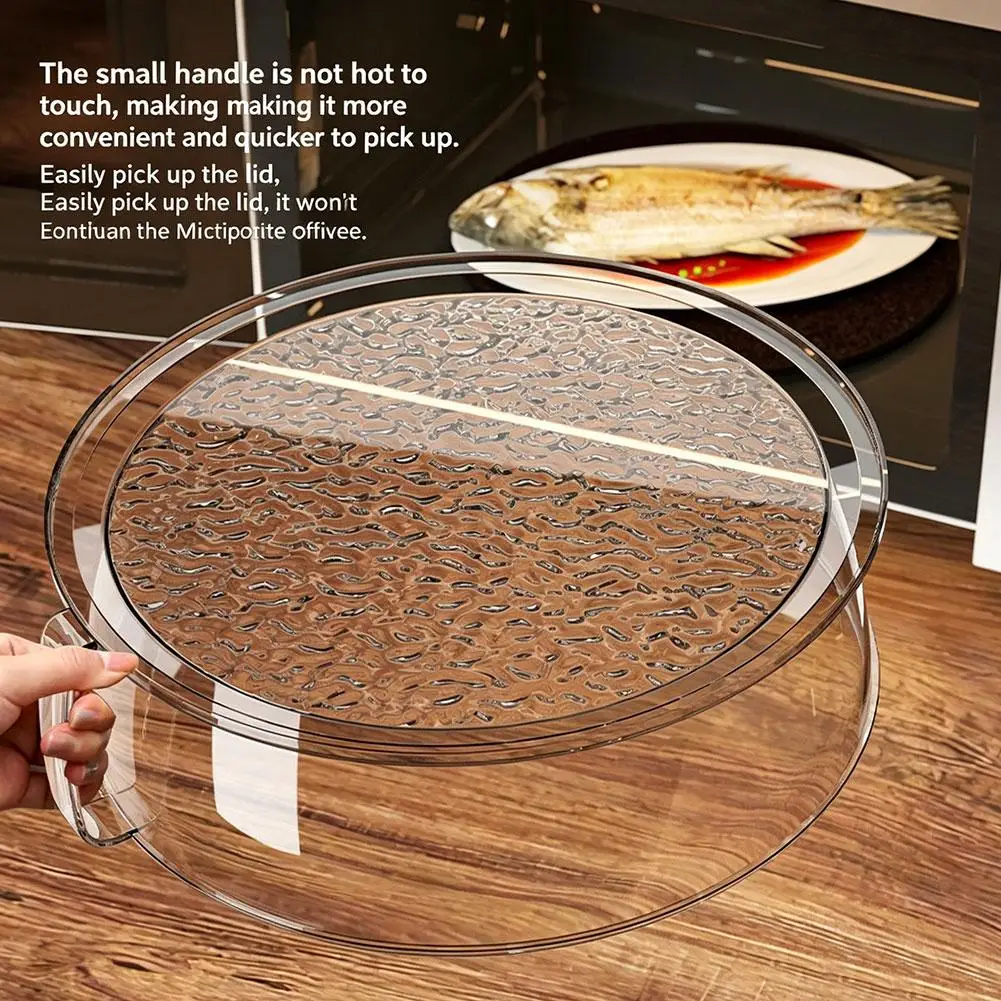 PC Microwave Oven Cover with Handle Heat Resistant Splatter Guard Lid Transparent Plate Dish Shield for Kitchen Fridge & BBQ