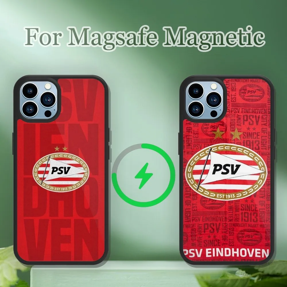 E-Eindhoven Football Club PSV  Phone Case For iPhone 13 12 11 14 15 Pro Max Plus Magsafe Magnetic Wireless Charging