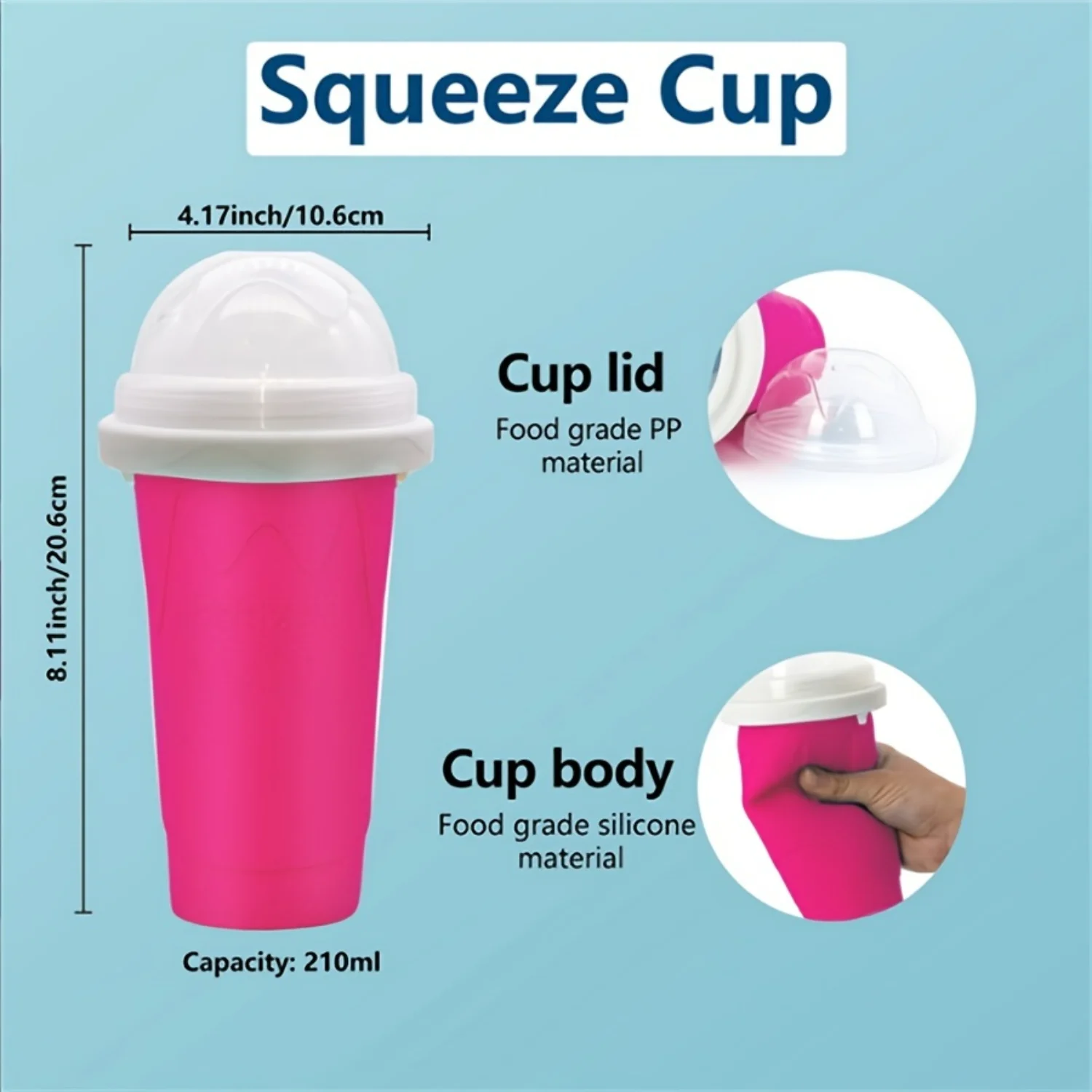 1pc Portable DIY Squeeze Ice Cream Maker Cup, Summer Magic  Smoothie Cup, Family Slushie Makers with Reusable Straw, Easy-to-Fre