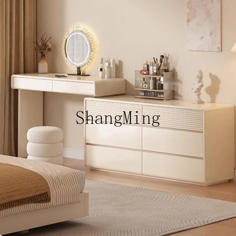 

FG cream wind movable lifting dresser small apartment intelligent rotating creative cosmetic cabinet