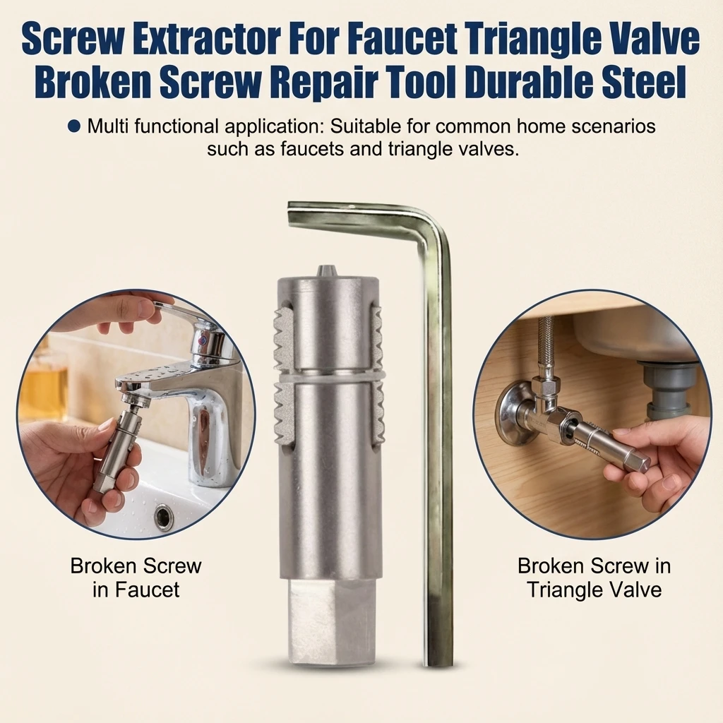 Broken Screw Extractor Tool Durable Steel For Faucet Angle Valve Repair Quick Removal Without Damaging Internal Threads Home Use