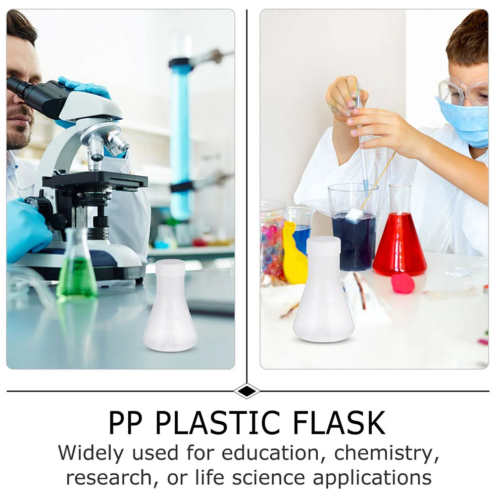 

6 pcs Plastic Erlenmeyer Flask 50ml Conical Laboratory Experiment St Scale Transparent Bottle Solid Base Stable Placement