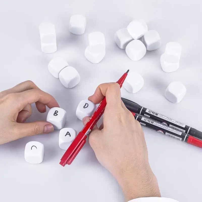 Blank Dice Cubes 10X Acrylic Rounded Dice Blocks Six Sided Write On White Cubes For Sticker Numbers Building Blocks Making Math