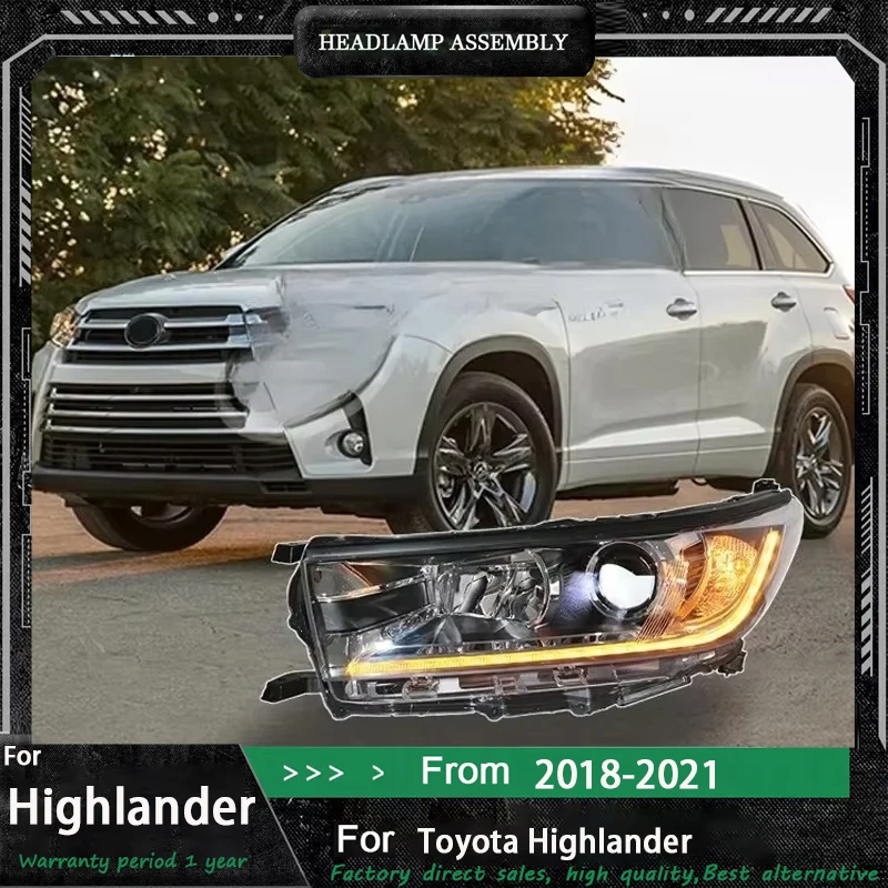 

Car Front lamps For Toyota Highlander 2018-2021 All New Upgrade LED Projector Dynamic Light Design Hot Sale Accessories